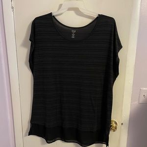 Ana 2x cap sleeve shirt black with sheer